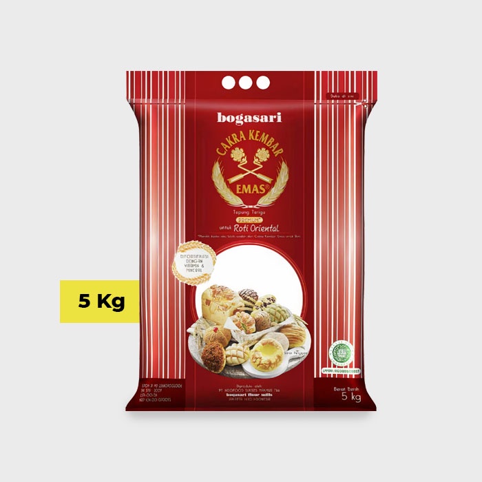 

Tepung Cakra Kembar Emas Premium Roti Oriental 5 Kg