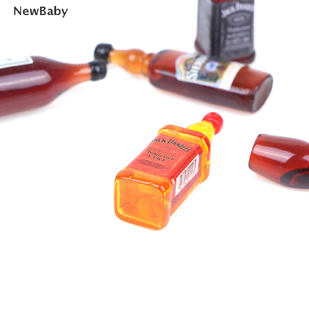 Newbaby 10Pcs / Set Mainan Miniatur Botol Minuman Skala 1: 12 Untuk Aksesoris Dapur Rumah Boneka