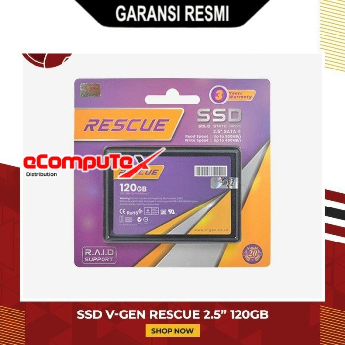 SSD SOLID STATE DRIVE VGEN RESCUE 120GB / V-GEN 120 GB SATA III 3 2.5&quot; GARANSI RESMI