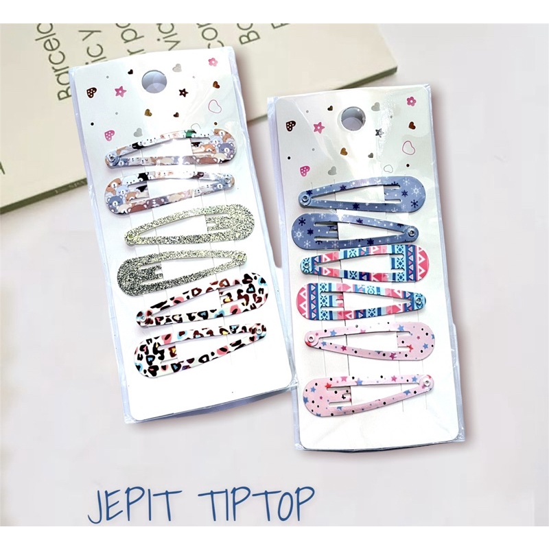 [6PCS] JEPITAN TIPTOP PREMIUM WARNA WARNI /JEPITAN RAMBUT TIPTOP TETESAN AIR RAINBOW / JEPITAN PONI TIK TOK MOTIF BATIK