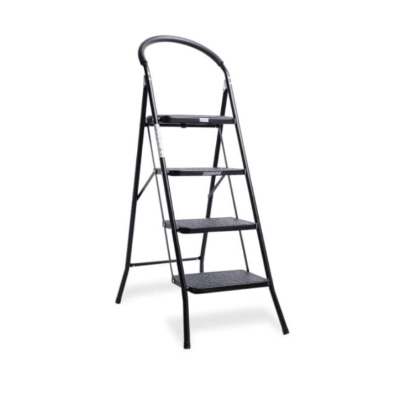 Krisbow Tangga Lipat 4 Steep Dengan Busa Dudukan - Hitam