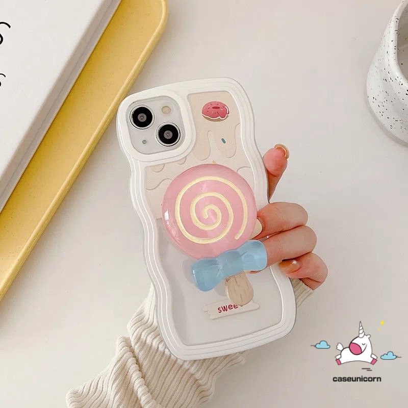 Soft Case Samsung A04s A12 A04 A14 A32 A50 A04E A50s A30s A13 A21s A03s A03 A02s A20 A30 A22 A33 A53 A52 A51 A31 A11 A52s A20s Tempat Lolipop Stand Ice Cream Wavy Penutup Tepi