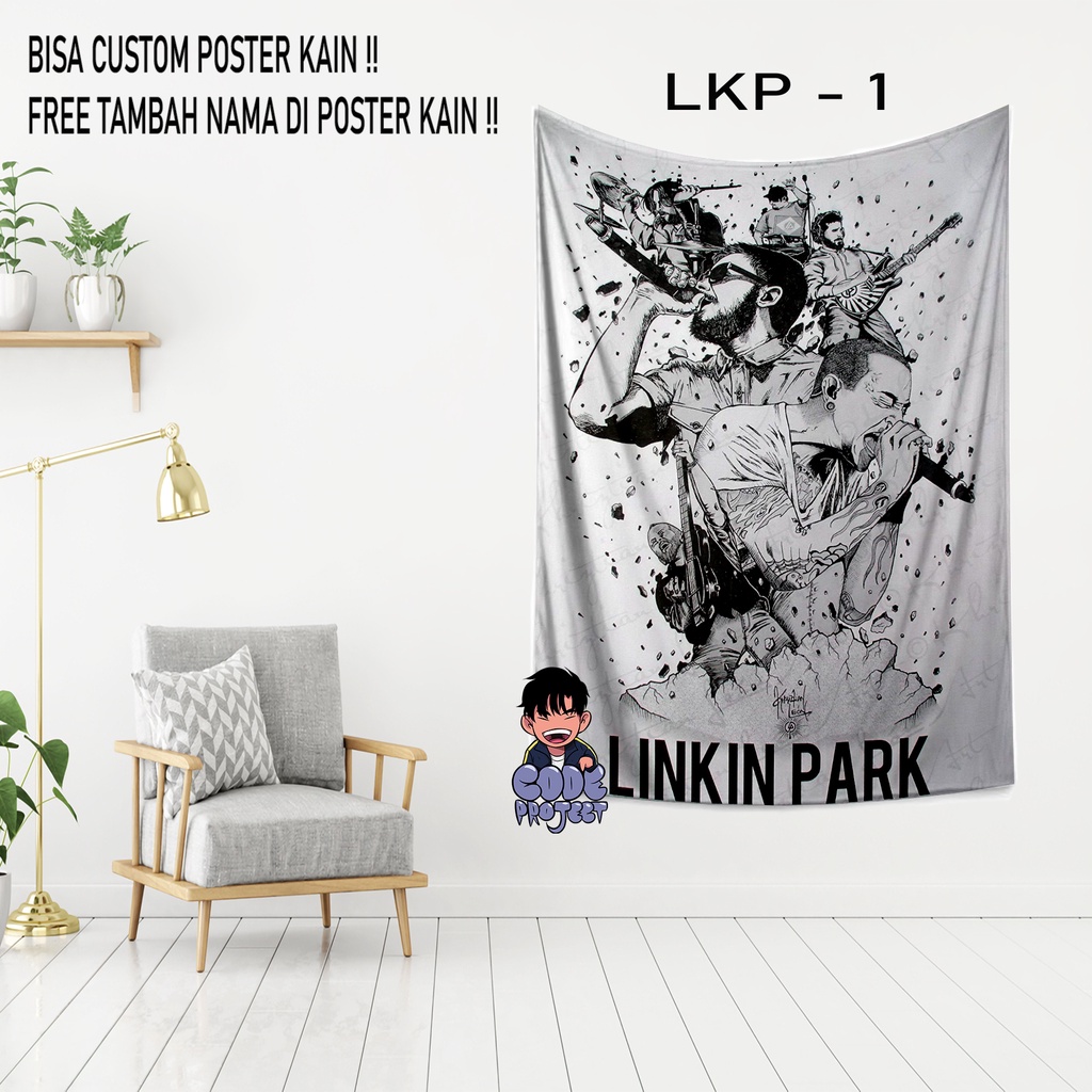 POSTER KAIN LINKIN PARK - hiasan dinding linkin park - custom poster kain - hiasan dinding linkin pa