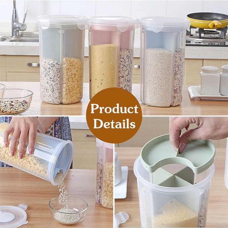 Grosir_ij - Toples Penyimpanan Beras Sereal Oats Storage Jar 4 Slot