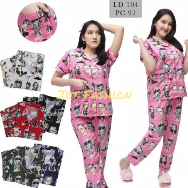 BAJU TIDUR WANITA / PIYAMA WANITA DEWASA MOTIF RETRO NEW CP