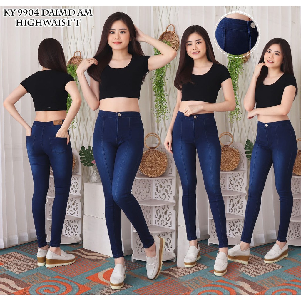 ( Size 27 - 34 ) Highwaist Tulang / High Waist Jeans / Celana Jeans Pinggang Tinggi/Highwaist Garis