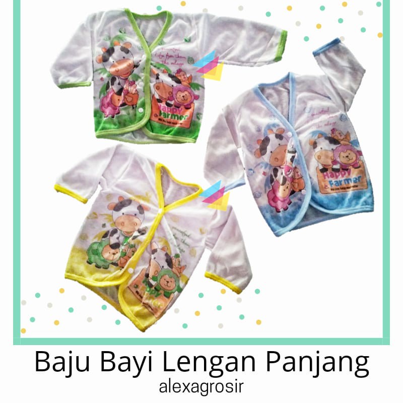 Baju Bayi Lengan PANJANG 0-3 Bulan Boboko Sablon OB Newborn Baju Tangan PANJANG