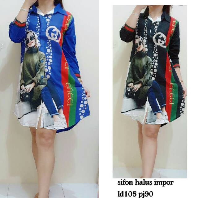 Dress Tunik Kerah Sifon Halus Wanita