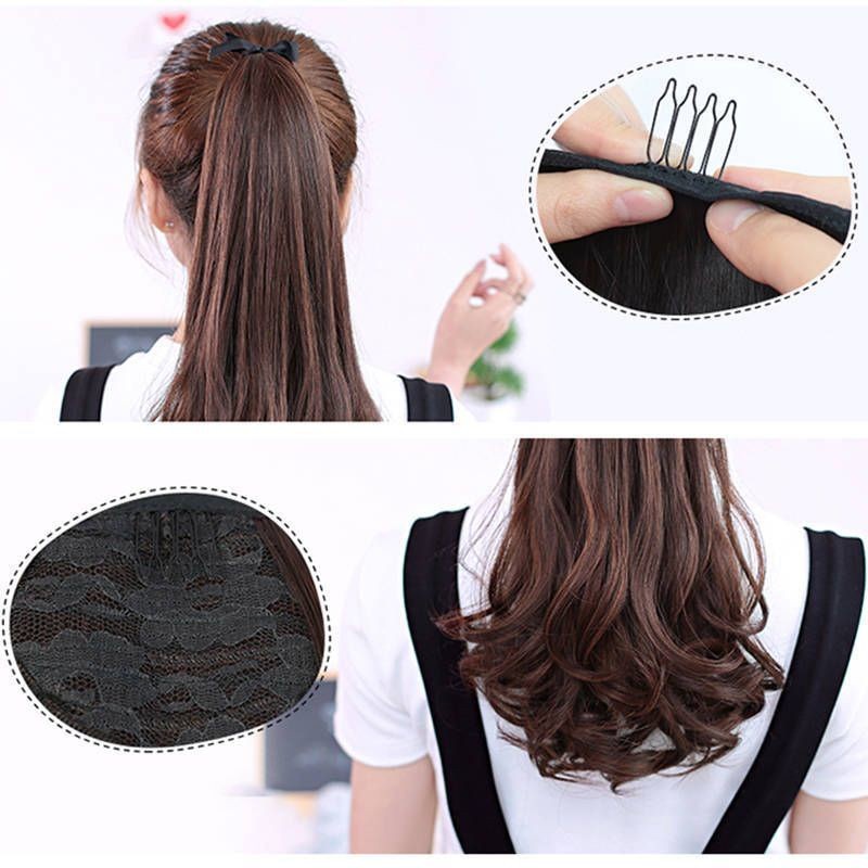 Hair Clip Pony Tail / Wig Ponytail Keriting / Ikat Rambut Palsu / Sambungan Rambut Palsu Kuncir Kuda - Wj