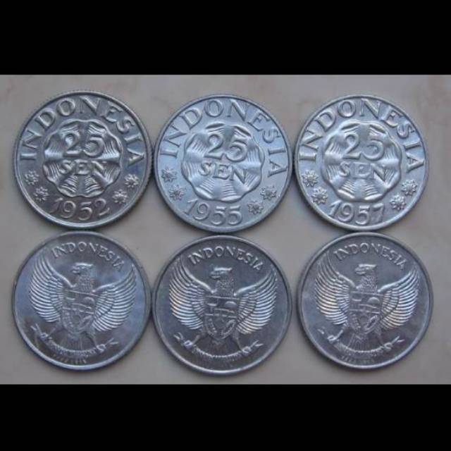 Uang kuno koin 25 sen almunium