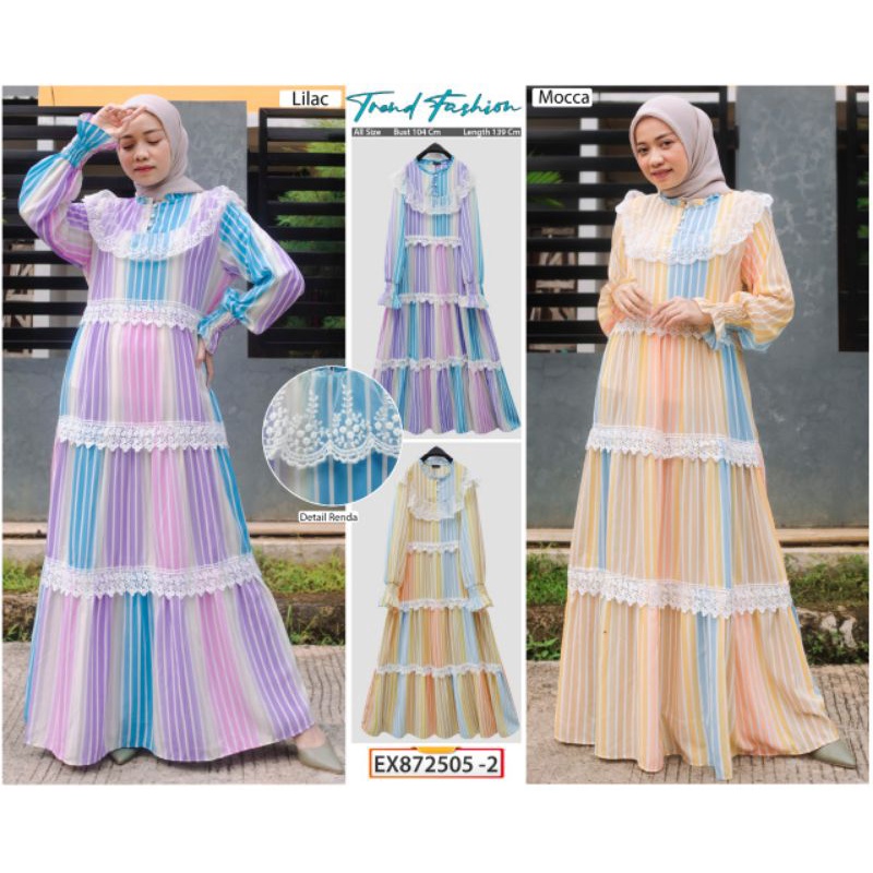 GAMIS EXTU PELANGI KERAH KOREA BRUKAT