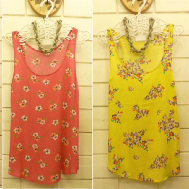 TANKTOP FLOWER BUNGA . TANKTOP KUNING & TANKTOP PINK FANTA