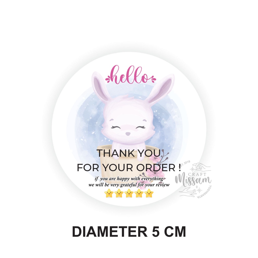 

10 Pcs Thank You Sticker TY026 Cute Bunny