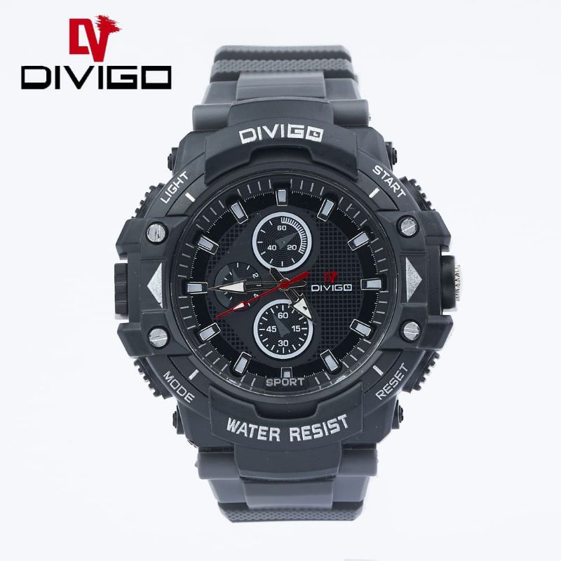 (Cod)Jam Tangan Pria Divigo C-Shock Strap Rubber Anti Air(Bayar Tempat)