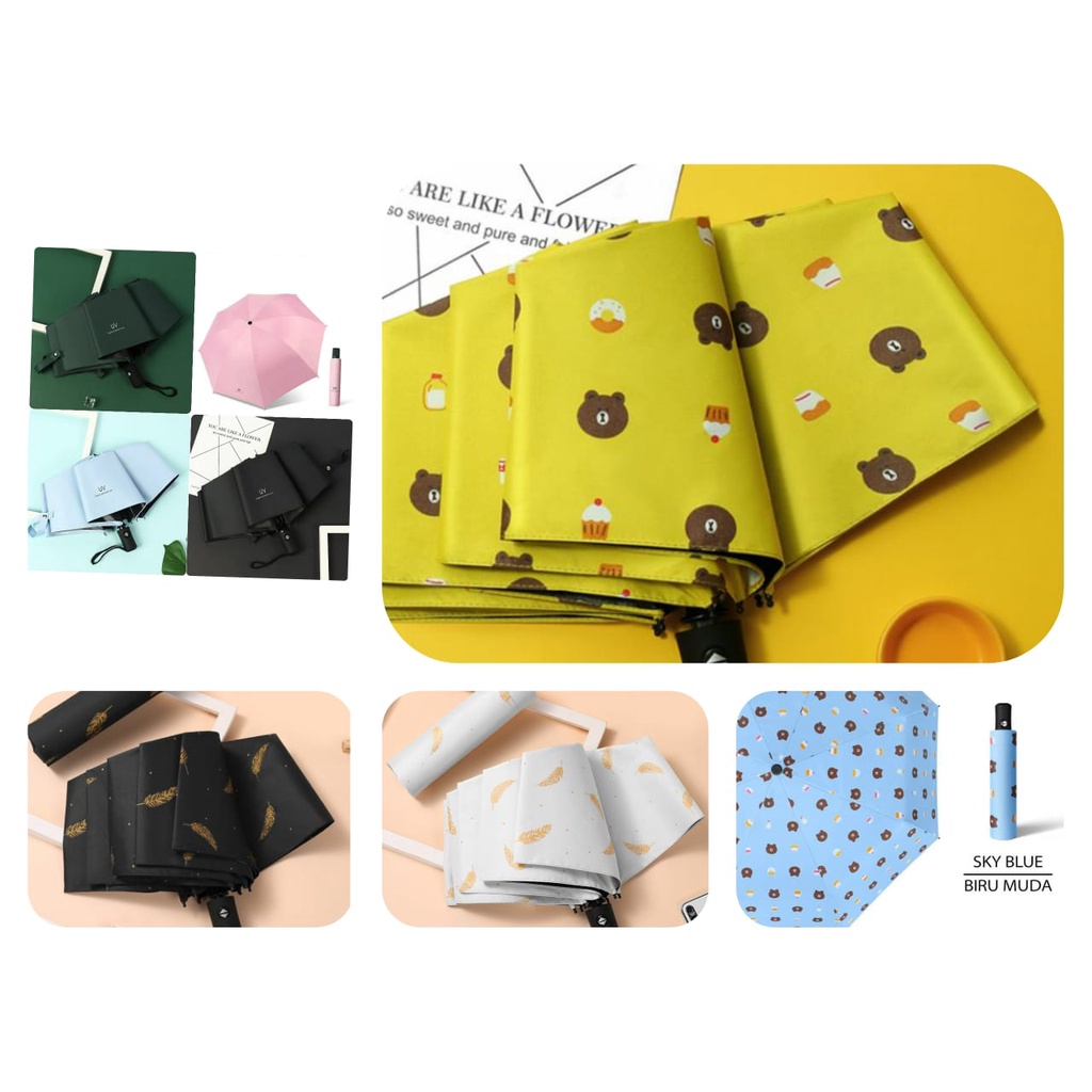 Payung lipat uv otomatis motif dan buah