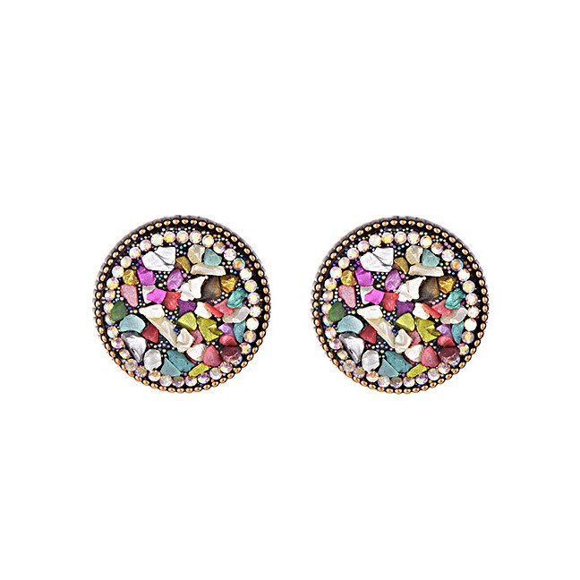 LRC Anting Tusuk Fashion Color Alloy Resin Round Earrings F40141