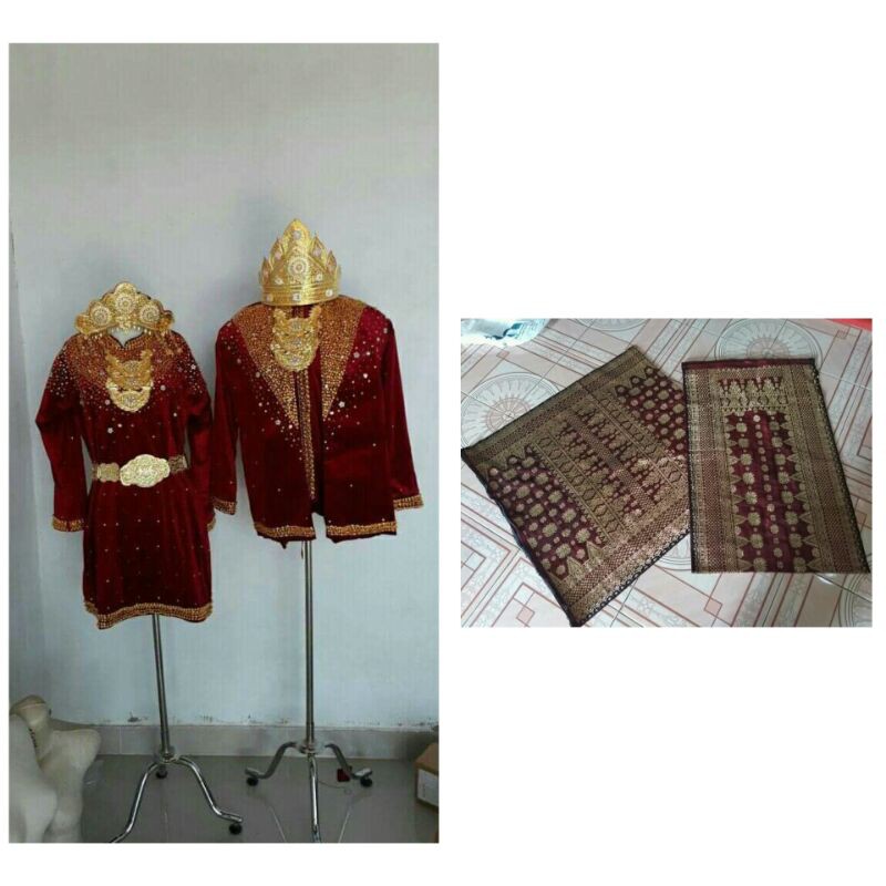 baju pengantin bludru payet mutiara adat palembang