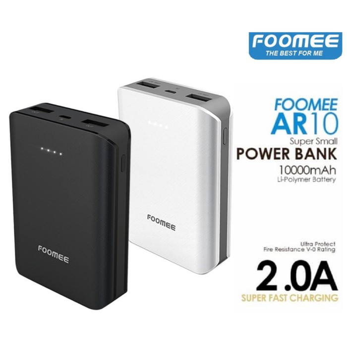 Powerbank Foomee AR10 Mini 10000Mah Dual USB Output Fast Charging 2.4A