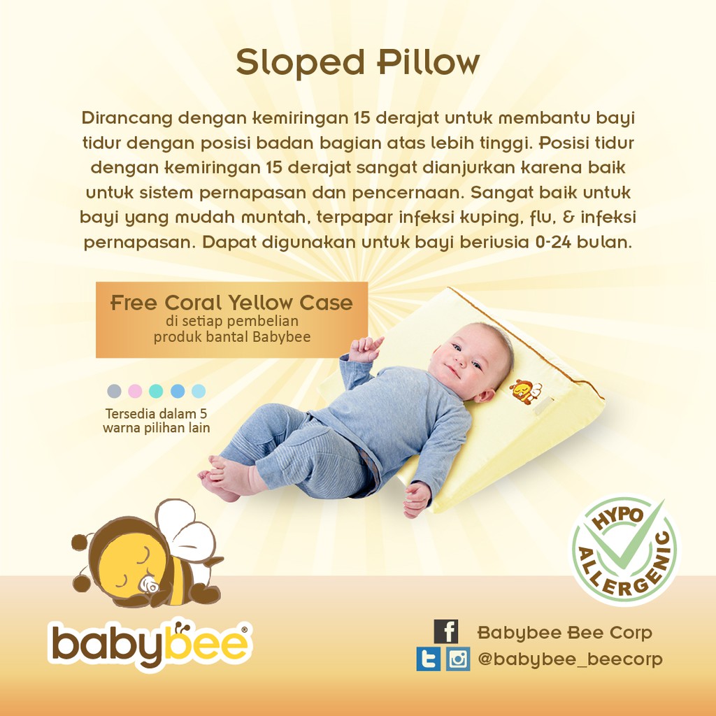 Babybee Sloped Pillow With case/ Bantal 