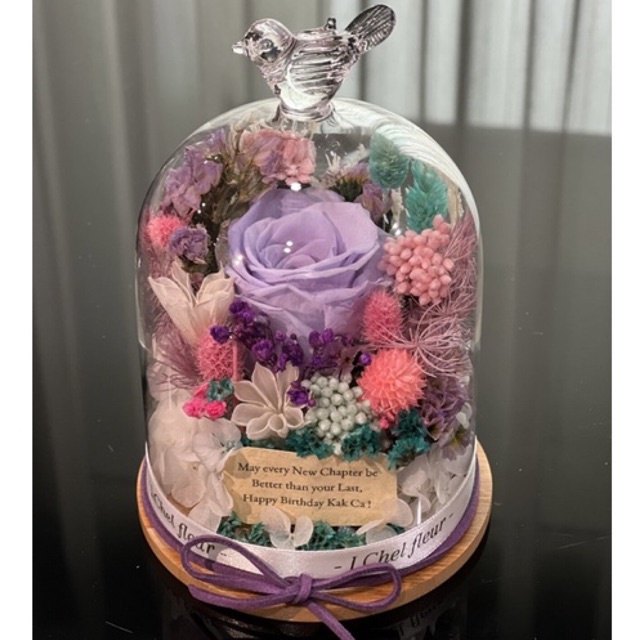 glass dome mini preserved flower/ glass dome