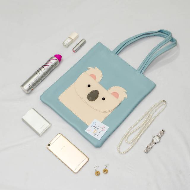 Koala Tote Bag / Tas Totebag Kulit dengan resleting