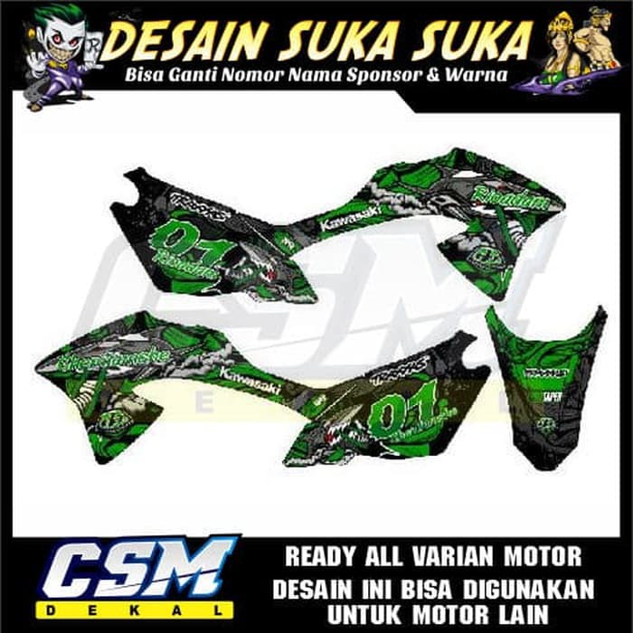 207 DEKAL DECAL MOTOR KLX 150 BF/ G STIKER STICKER STRIPING BODY shark hiu
