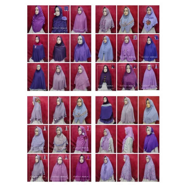 kumpulan hijab instan bergo dan khimar ungu / taro / lilac / lavender / ungu muda / ungu tua