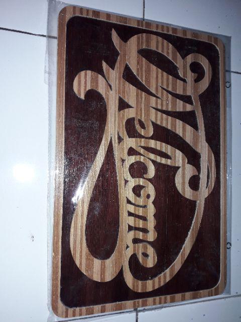 Papan Sign Tulisan Welcome Selamat Datang Kayu