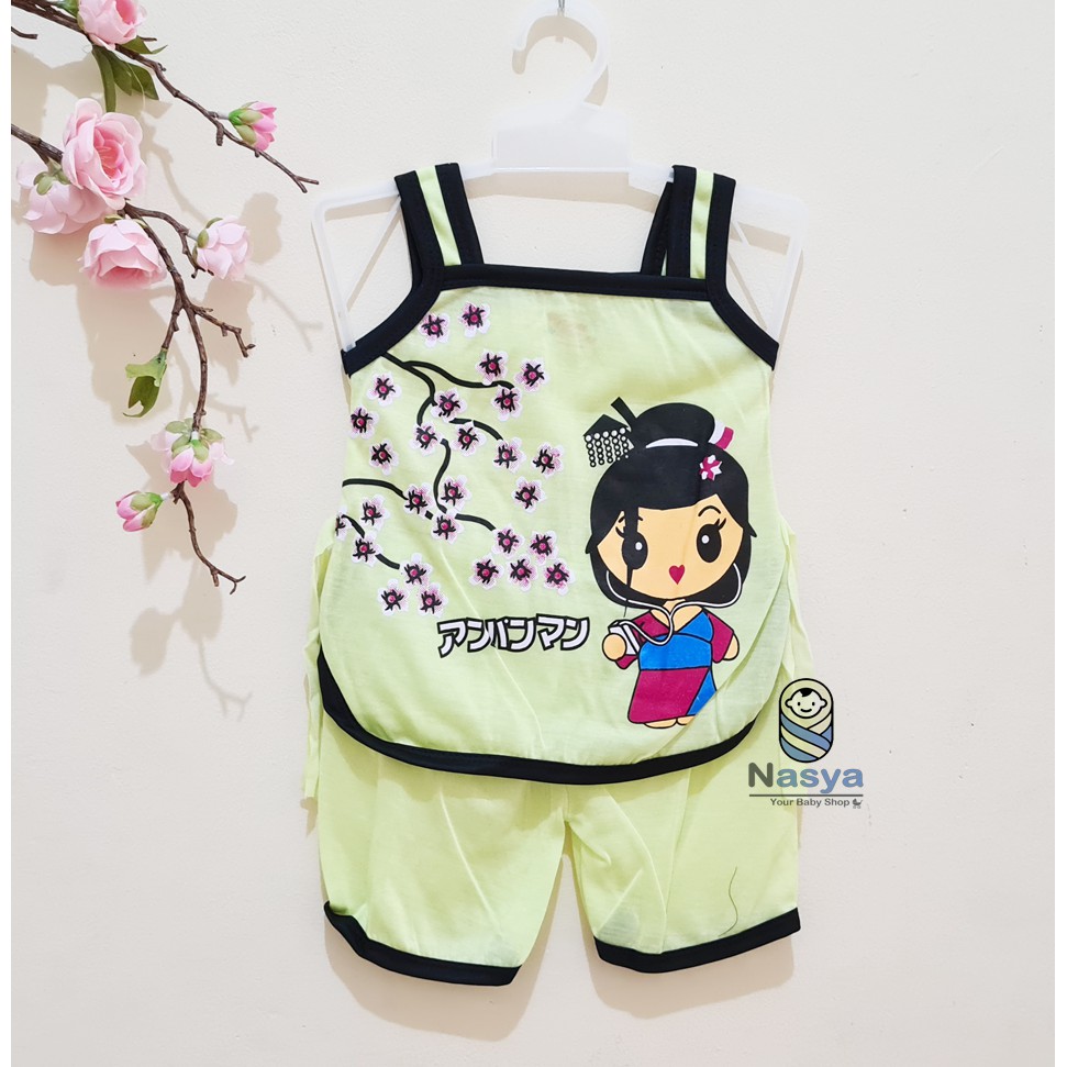 [N-003] Setelan Yukensi/baju bayi perempuan MURAH - motif jepang (3-6 bulan)