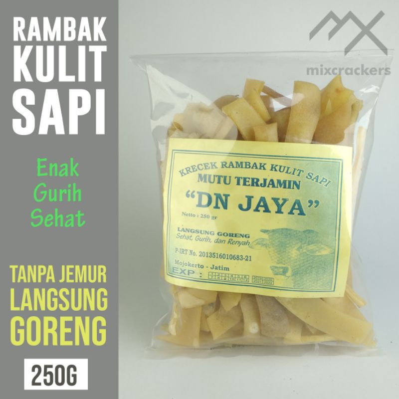 

Rambak Kulit Sapi Krecek Kerupuk Krupuk DN Jaya Stik Lebar 250 gram