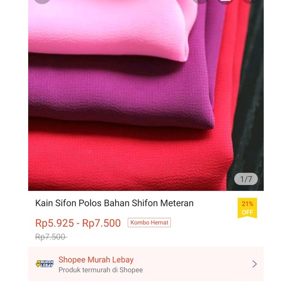 Kain Sifon Polos Bahan Shifon Meteran