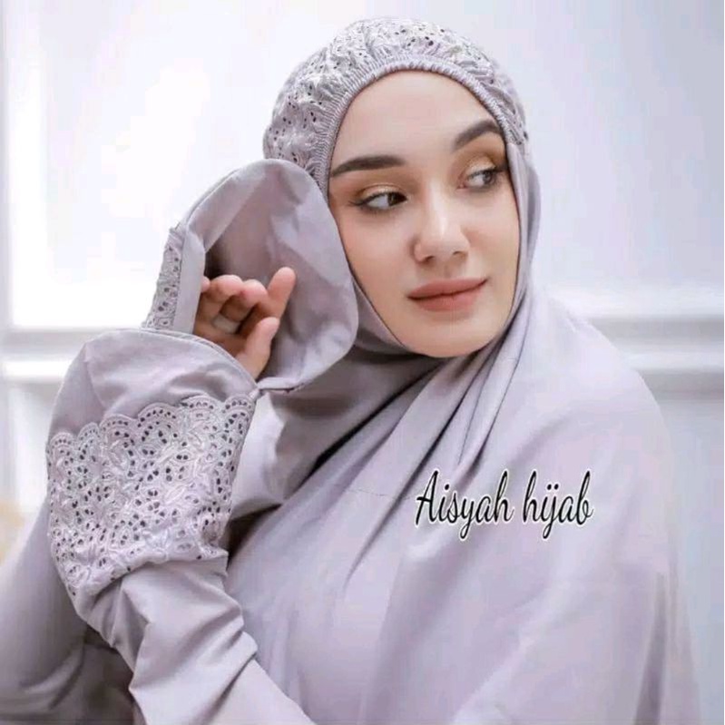 Mukenah terusan khodijah jumbo dewasa katun siti khodijayah  syarini full bordil cocok untk traveling/ cocok buat pergi haji,umro /oleh haji_umro