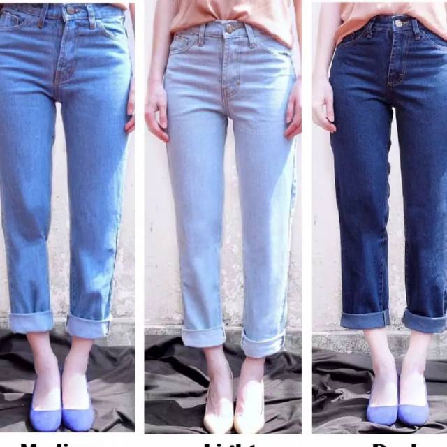 CELANA BOY FRIEND WANITA BAGGY  JEANS  Shopee Indonesia