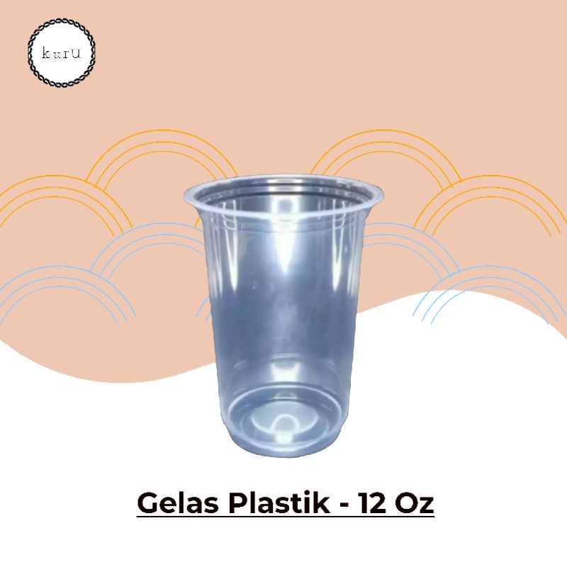 Plastic Cup / Gelas Plastik PP Datar 12 oz (100pcs)