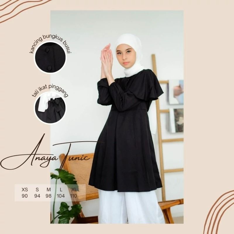 Anaya Tunik Cantik Black &amp; White fashion kekinian tidak pasaran