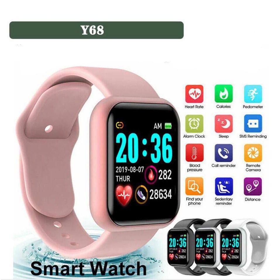 SmartWatch Y68 Bluetooth Sports Smartband  Waterproof Heart Rate Fitness Tracker
