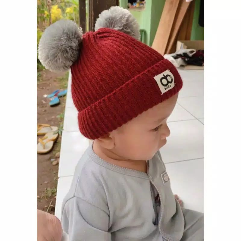 DC KIDS TOPI RAJUT ANAK POMPOM KUPLUK BAYI POMPOM PREMIUM Cowok Cewek Topi Rajut Pompom Bulu Anak ,Topi Kupluk Wool Rajut,Unisex