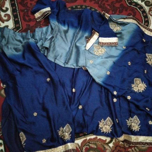 Sari india instan biru navi 2 warna