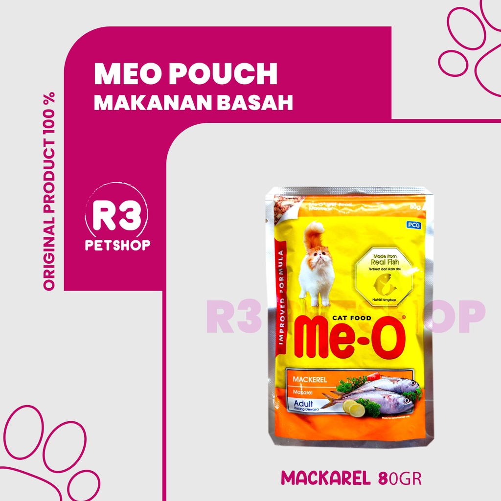 Makanan Kucing basah MEO pouch Adult &amp; Kitten All Variant 80gr @1dus 24pcs