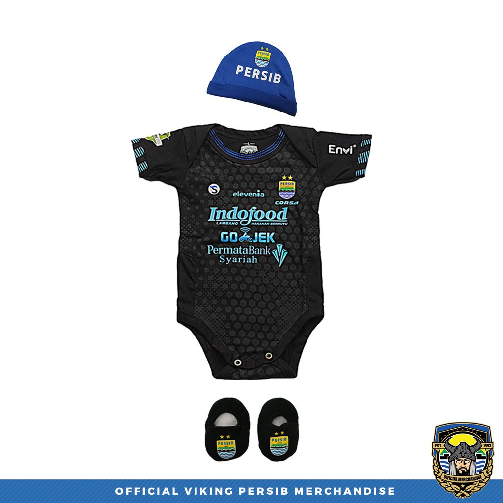 Baju Kodok Jumper Bayi Set Sepatu dan Kupluk Official Viking Persib Merchandise 2018 Third