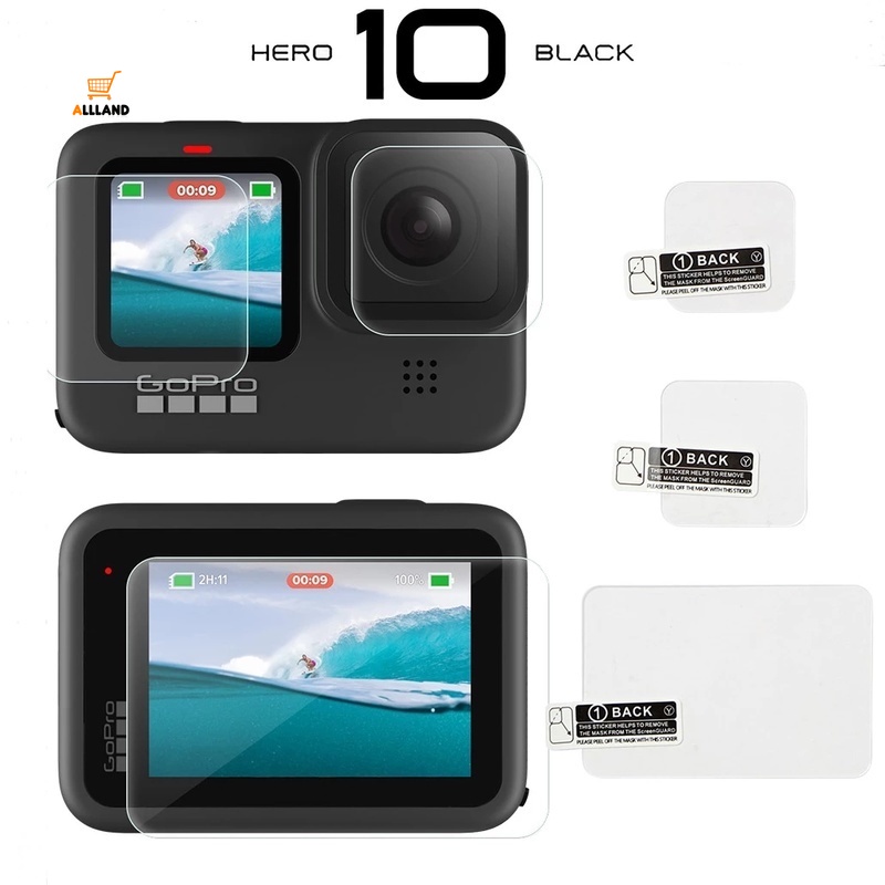 (3 Pcs / Set) Pelindung Lensa Kamera Action Gopro Hero 10 + Tempered Glass