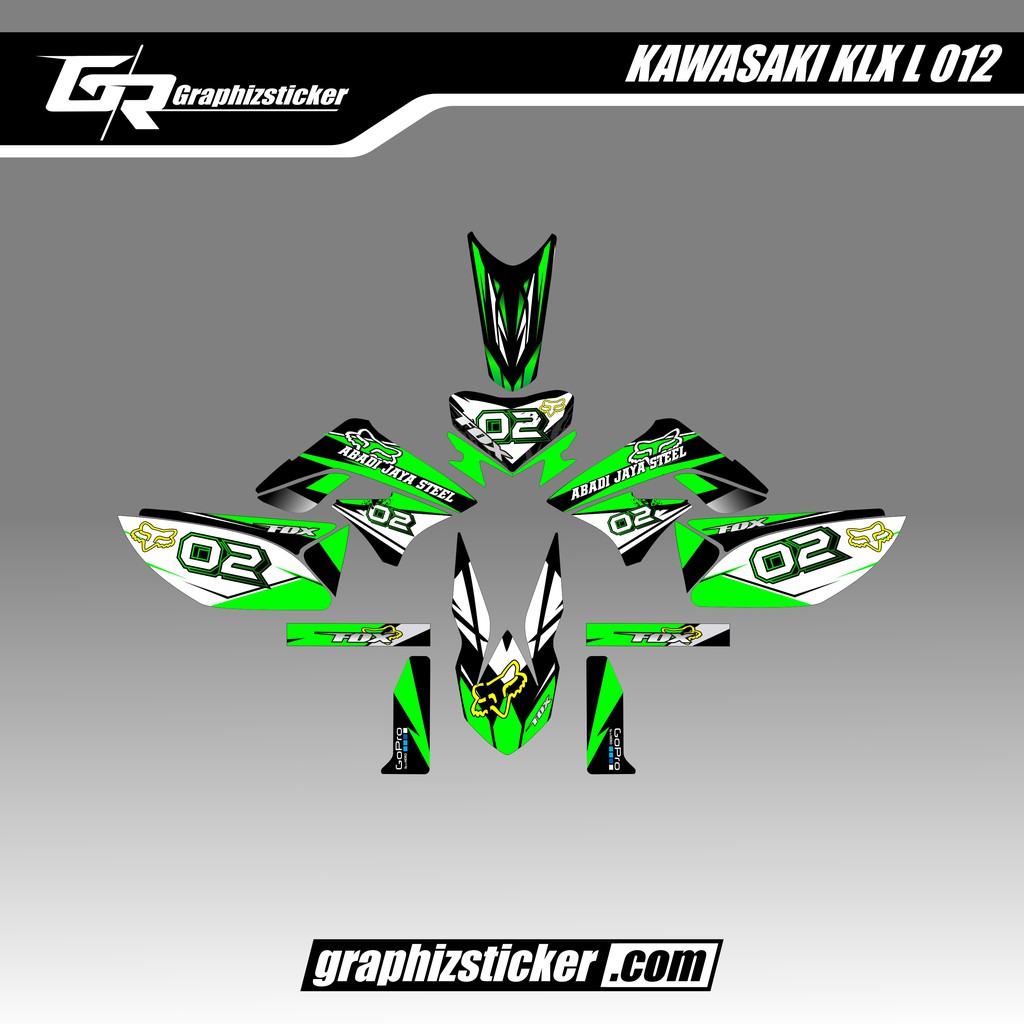DECAL STICKER MOTOR KAWASAKI KLX L STRIPING HIJAU PUTIH