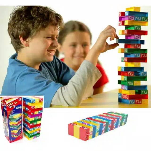 Mainan edukatif anak/ Mainan balok susun/ uno stacko/ tumbling stuccking tower