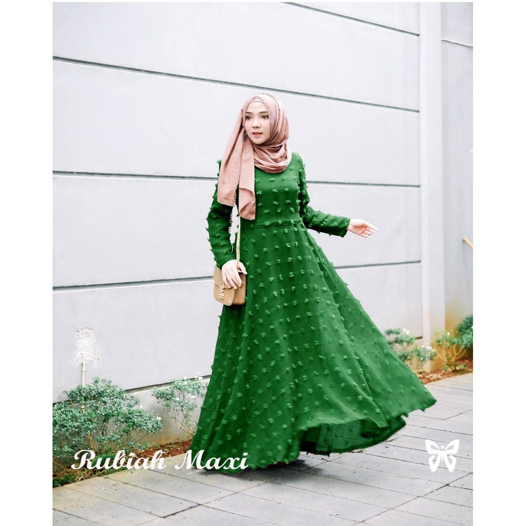 HOPYLOVY SALE - Gamis Maxi Dress Wanita bahan Linen Rubiah