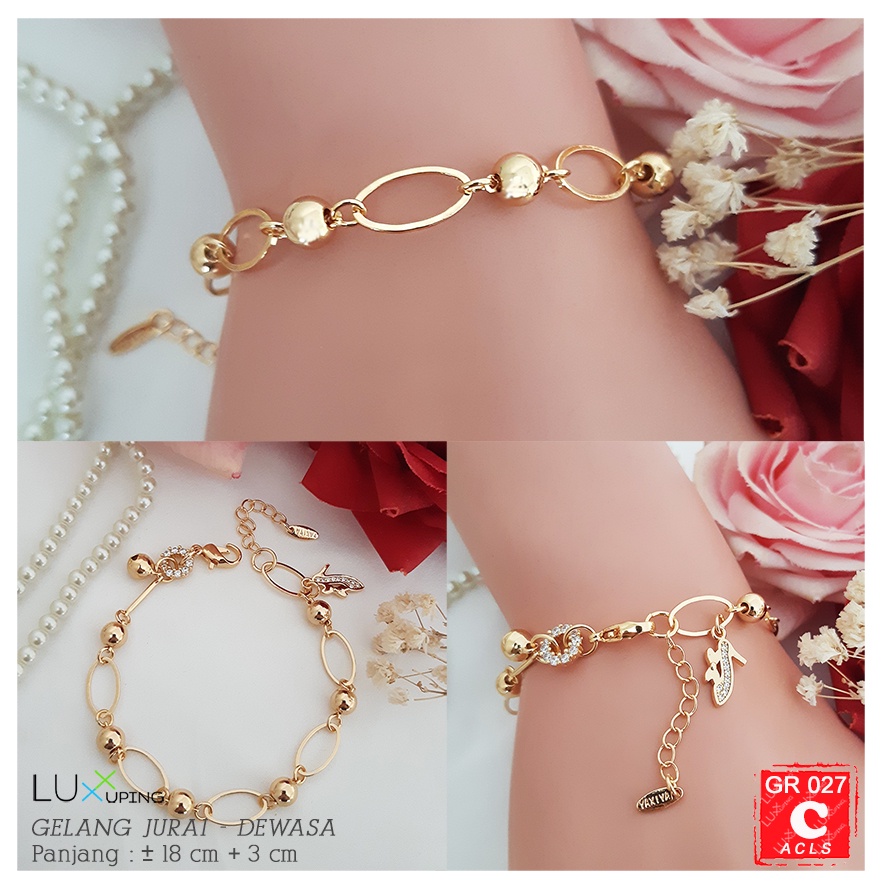 GR 027  Gelang Tangan Dewasa Mata Zirkon Kupu Bunga Perhiasan Xuping  Lapis Emas Luxx Xuping