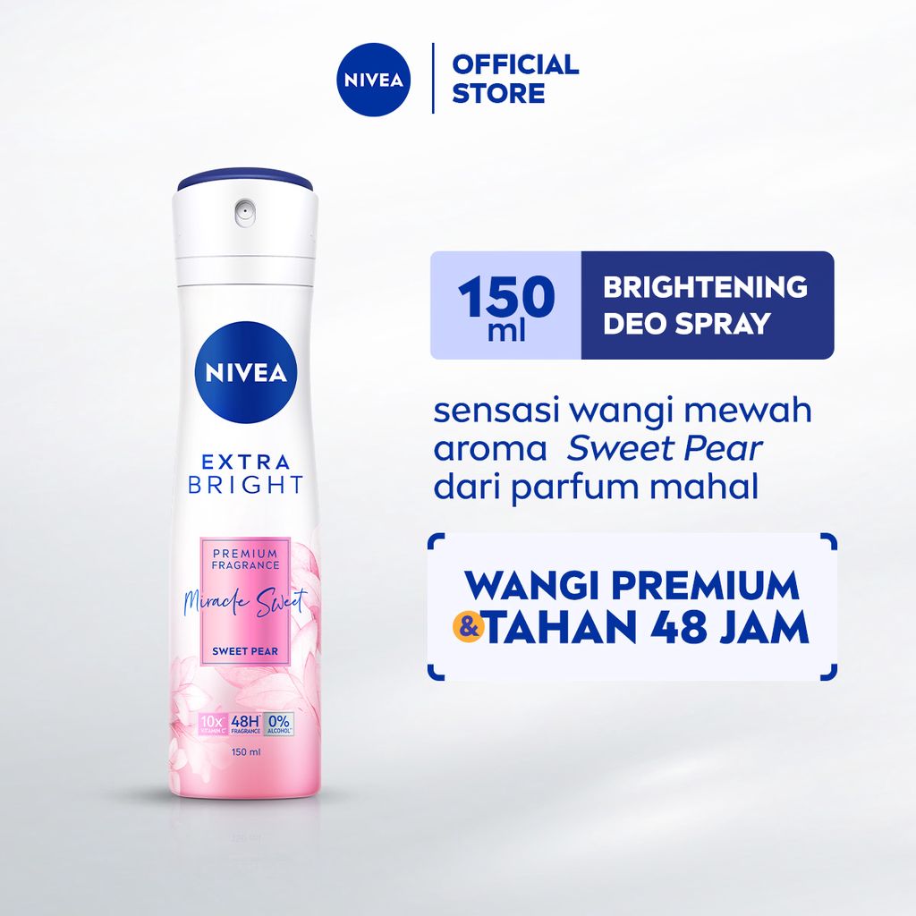 NIVEA Deodorant Spray Extra Bright Premium Fragrance Miracle Sweet 150ml - Deodorant semprot mencera
