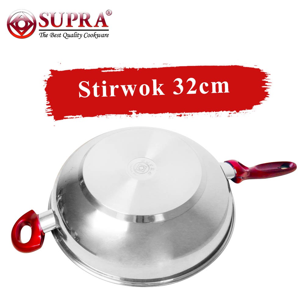 Supra Wajan Anti Lengket Stir Wok 32 cm Stainless steel Marble