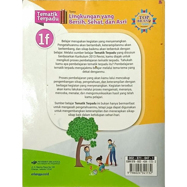 BUKU TEMATIK TERPADU KURIKULUM 2013 KELAS 1SD 'LINGKUNGAN YANG BERSIH, SEHAT, DAN ASRI' 1F BUKU BEKAS TEMATIK TERPADU KURIKULUM 2013 KELAS 1SD