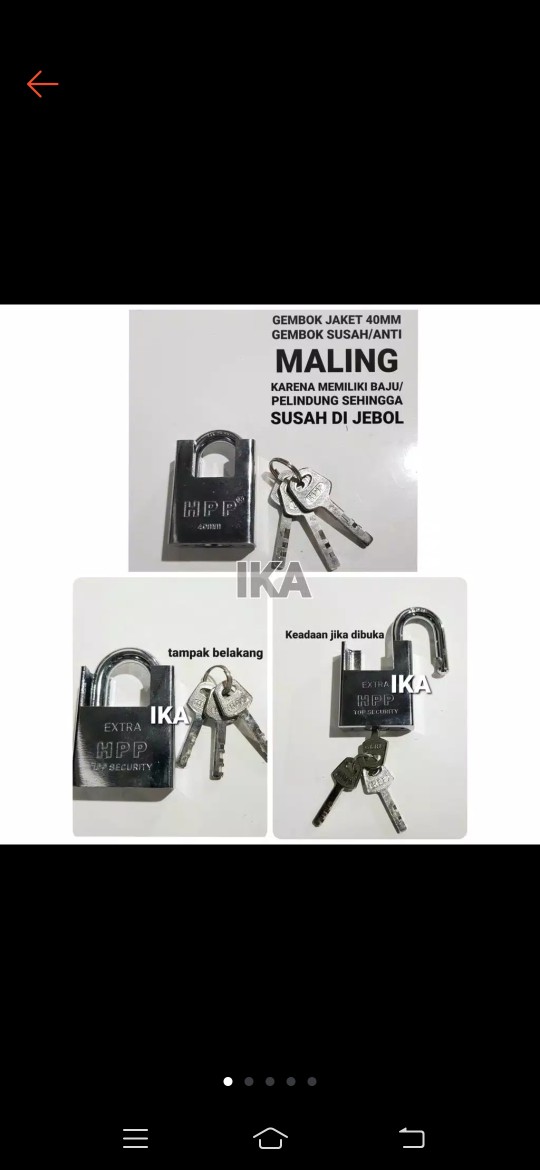 Gembok Jaket 40 50 Mm Nekel Memiliki Pelindung Baju Sehingga Anti Susah Potong Grinda Jebol