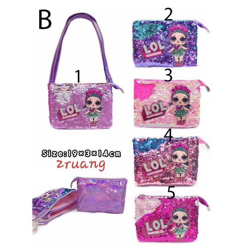 PROMO Tas Selempang Bahu / Fashion Anak Tas Sequin Usap Payet ManiK2 Anak Kembar &amp; Kuda Ajaib IMPORT